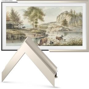 Frame My TV Deco TV Frames Alloy Scoop - German Silver Bezel Compatible ONLY with Samsung The Frame TV (65", Fits 2021-2024 Frame TV)