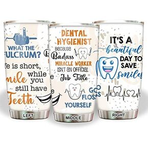Dental Hygienist Gifts Tumbler - Stainless Steel 20oz Straw Lid, Funny Dental Hygiene Gifts For Women Men, National Dental Hygienists Week Gifts For Coworker Drinking Coffee Cups (DH01)