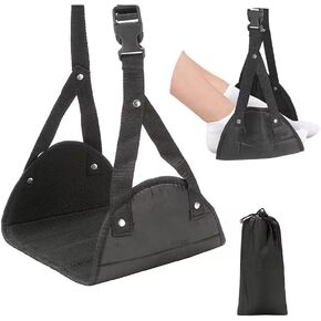 Enhance Your Long Flights with Premium Memory Foam Airplane Footrest - Portable, Clashing-Free, and Relaxing Plane Leg Rest for Unparalleled Comfort During Air Travel (Black)