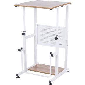 SDADI Adjustable Height Standing Desk Student Desk with Swinging Footrest Optional for Standing and Seating 2 Modes, Dark Grain L1010WFDT