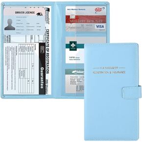 GNEGNI Leather Car Registration and Insurance Card Holder, Auto Truck Document Holder Vehicle Glove Box Paperwork Organizer Wallet with Magnetic Closure for License, Cards & Essential Documents