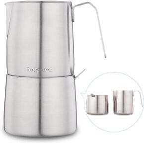 Easyworkz Stainless Steel 304 Creamer and Sugar Bowl with Spoon Coffee Serving Set, Brushed Silver