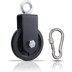 SERTT Gym Pulley System, Fitness Swivel Pulley Wheel with Hanging Strap Carabiner, Swivel Pulley Block for DIY Home LAT Pulldown and Lift Cable Machine