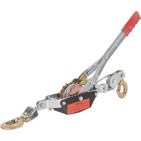 Come Along Winch Ratchet Tool, 2 Ton Dual Gear Power Puller, 2 Hooks Heavy Duty Steel Cable & Anti Skid Handle, 4400 LBS Load Capacity