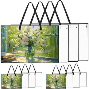 Aliceset 12 قطعة حقيبة فنية مقاس 19 × 25 و24 × 36 حافظة فنية للأطفال منظم مستلزمات الفنان مع مقبض بسحاب حقيبة تخزين للأعمال الفنية والملصق والرسم والرسم in Kuwait