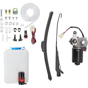 Kemimoto UTV Windshield Washer Reservoir with 12V Windshield Wiper Motor Kit Compatible with Polaris RZR Ranger General Can Am X3 Defender Commander Golf Cart