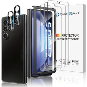 AACL [3 Pack Galaxy Z Fold 5 Screen Protector Tempered Glass [Front Screen Only]+ [2 Pack] Camera Lens Protector for Samsung Galaxy Z Fold 5 5g, Anti Scratch, Hd Clear, Bubble Free [Case Friendly]