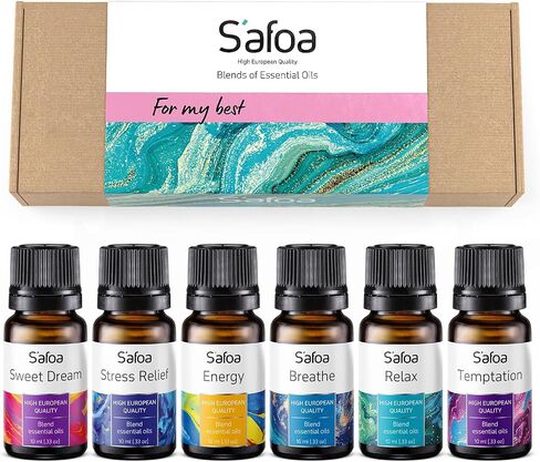 مجموعة أفضل 6 مزيج من الزيوت العطرية للناشرين - زيوت العلاج العطري للمنزل والمكتب، مثالية لتخفيف التوتر والاسترخاء والتنفس والأحلام الجيدة، مجموعة الزيوت العطرية الصحية لتعزيز المزاج في المنتجعات الصحية in Saudi Arabia
