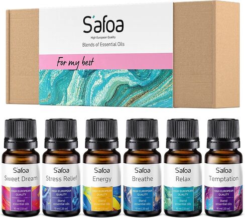 مجموعة أفضل 6 مزيج من الزيوت العطرية للناشرين - زيوت العلاج العطري للمنزل والمكتب، مثالية لتخفيف التوتر والاسترخاء والتنفس والأحلام الجيدة، مجموعة الزيوت العطرية الصحية لتعزيز المزاج في المنتجعات الصحية in Saudi Arabia