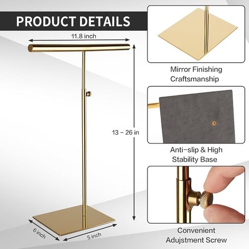 Jobldy Necklace Holder Jewelry Stand Gold Polished Purse Display Stand 2Pcs Adjustable Height for Necklaces Bangles,Rings, Bracelets Handbag Purse Scarf Tie(Gold) in Saudi Arabia