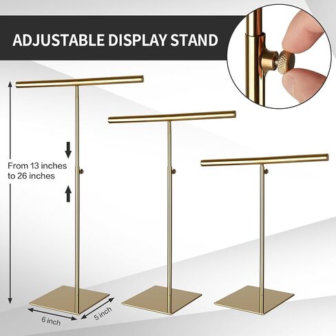 Jobldy Necklace Holder Jewelry Stand Gold Polished Purse Display Stand 2Pcs Adjustable Height for Necklaces Bangles,Rings, Bracelets Handbag Purse Scarf Tie(Gold) in Saudi Arabia