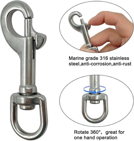 YuCool 2.72 بوصة خطاف ربط مزدوج النهاية، خطافات دوارة 2.83 بوصة، مشابك معدنية لسلسلة الخطاف، الأفضل للغوص/سلسلة الحيوانات الأليفة/سلسلة المفاتيح/العلم/خط الملابس in Kuwait