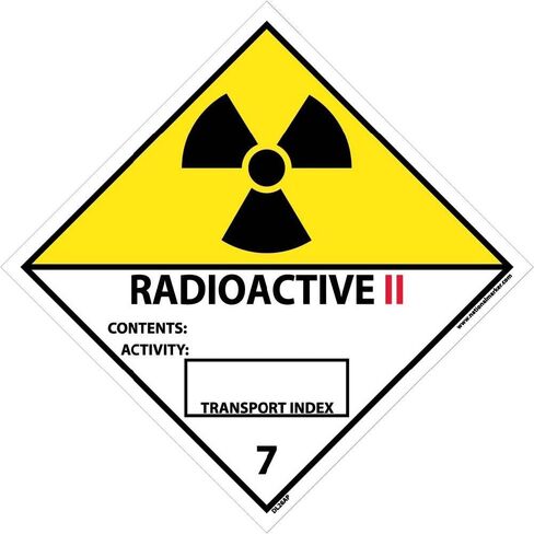 NMC DL26AP National Marker Dot Shipping Labels, Radioactive II, 4 Inches x 4 Inches, Ps Vinyl, 25/pk (Pack of 25) in Saudi Arabia