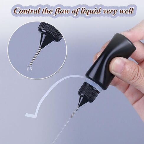 زجاجة HANSPORTA ذات طرف دقيق، 8 قطع زجاجة غراء حرفية مع طرف إبرة رفيعة، زجاجة ضغط بلاستيكية 10 مل، زجاجة ذات طرف رفيع للحرف اليدوية (10 مل أسود) in Kuwait