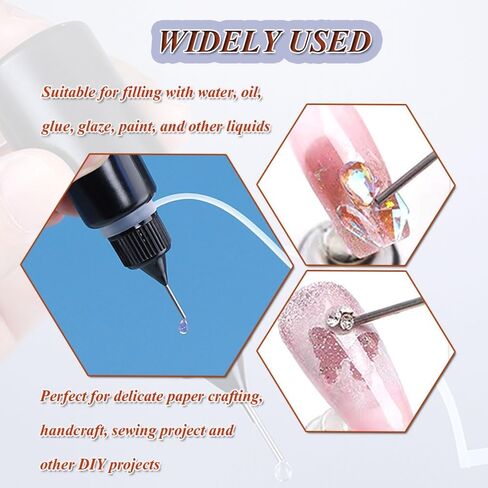 زجاجة HANSPORTA ذات طرف دقيق، 8 قطع زجاجة غراء حرفية مع طرف إبرة رفيعة، زجاجة ضغط بلاستيكية 10 مل، زجاجة ذات طرف رفيع للحرف اليدوية (10 مل أسود) in Kuwait