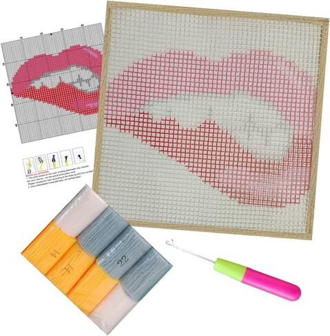 Numptain Latch Hook Kits for Adults,DIY Rug Crafts Love Pattern Color Printed Canvas,Latch Hook Kits for Beginners Handmade Needlework Crafts Home Decoration,12"x12" in Saudi Arabia
