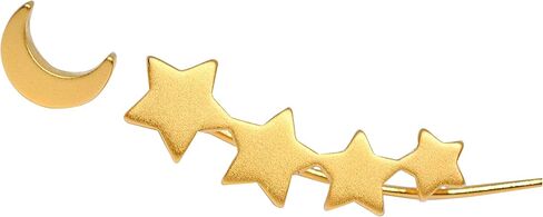 أقراط غير متطابقة على شكل نجوم وقمر من الفضة الإسترليني عيار 925 مع لمسة نهائية ذهبية in Kuwait