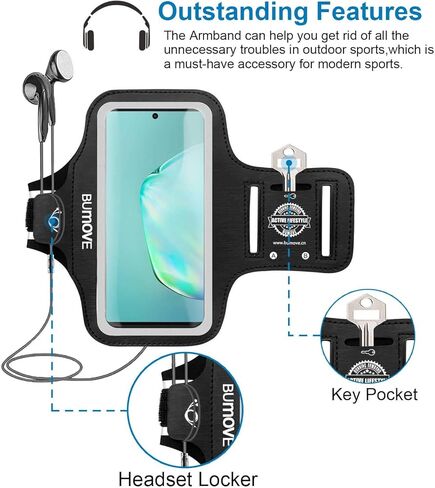 Note 20 Ultra، 20، 10+، 9، 8، حزام ذراع BUMOVE للجري في صالة الألعاب الرياضية، حامل ذراع للهاتف الخلوي لهاتف Samsung Galaxy Note 20 Ultra/20/10 Plus/9/8 (أسود) in Kuwait