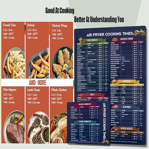 ورقة غش مغناطيسية سهلة للمقلاة الهوائية للمبتدئين والمستخدمين الخبراء، ورقة مغناطيسية لوقت طهي المقلاة الهوائية، دليل الطبخ للمقلاة الهوائية، أدوات المطبخ، ملحقات المقلاة الهوائية in Kuwait