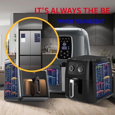 ورقة غش مغناطيسية سهلة للمقلاة الهوائية للمبتدئين والمستخدمين الخبراء، ورقة مغناطيسية لوقت طهي المقلاة الهوائية، دليل الطبخ للمقلاة الهوائية، أدوات المطبخ، ملحقات المقلاة الهوائية in Kuwait