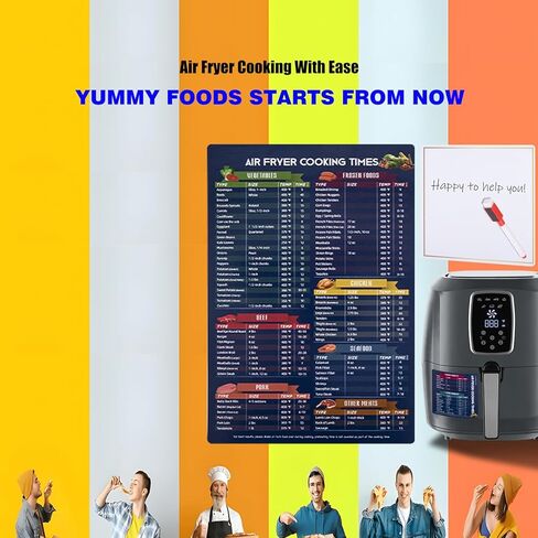 ورقة غش مغناطيسية سهلة للمقلاة الهوائية للمبتدئين والمستخدمين الخبراء، ورقة مغناطيسية لوقت طهي المقلاة الهوائية، دليل الطبخ للمقلاة الهوائية، أدوات المطبخ، ملحقات المقلاة الهوائية in Kuwait