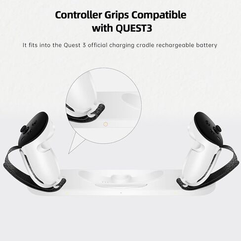 مقابض تحكم LRWZOV متوافقة مع ملحقات Meta/Oculus Quest 3، غطاء مقبض غير قابل للانزلاق، غطاء مقابض مع أشرطة مفاصل قابلة للتعديل، بطارية قاعدة شحن رسمية مناسبة in Kuwait