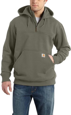 سترة Carhartt الرجالية الكبيرة والطويلة من المطر Defender فضفاضة ثقيلة الوزن وربع سحاب، زيتوني مغبر in Saudi Arabia