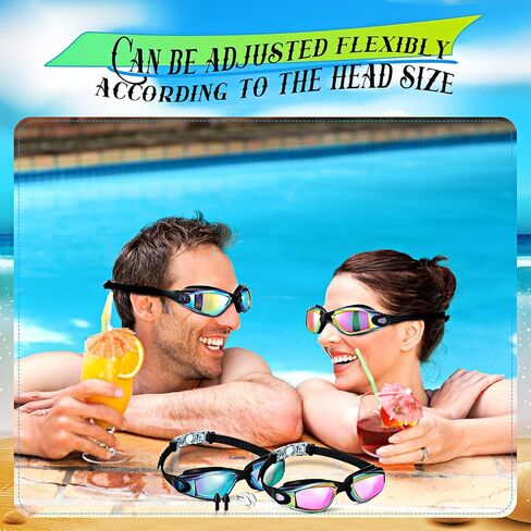6 Pack Swim Goggles Hat for Adults Women with Nose Plug Earplug Waterproof Anti Fog Clear Stretchable Goggle Pack (Bright Style) in Saudi Arabia