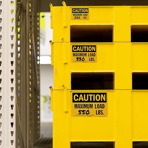 SmartSign 3.5 x 5 inch “Caution - Maximum Load ….. Lbs." Write-On OSHA Label, 5.5 mil Laminated Vinyl, 3M Engineer Grade Reflective Material, Black and Yellow in Saudi Arabia