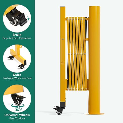 YITAHOME Metal Expandable Mobile Barricade, 8FT Folding Security Gate, Retractable Driveway Gate, Folding Safety Barricade with Casters in Saudi Arabia