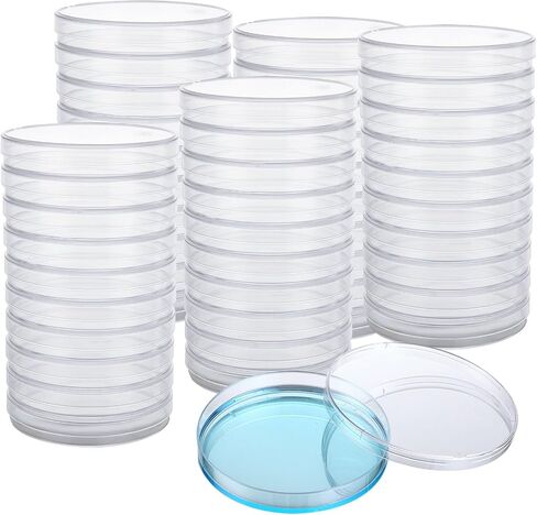 WOPPLXY 60 Pack Sterile Plastic Petri Dishes with Lid, 90mm Dia x 15mm Deep, Lab Petri Plate Dish for Lab Analysis, School Projects, Blood Samples, Plant & Seed Cultivation Cell-Culture Petri Dish in Saudi Arabia