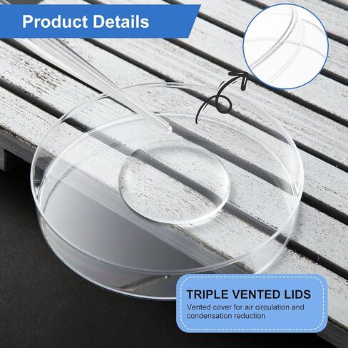 WOPPLXY 60 Pack Sterile Plastic Petri Dishes with Lid, 90mm Dia x 15mm Deep, Lab Petri Plate Dish for Lab Analysis, School Projects, Blood Samples, Plant & Seed Cultivation Cell-Culture Petri Dish in Saudi Arabia