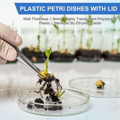 WOPPLXY 60 Pack Sterile Plastic Petri Dishes with Lid, 90mm Dia x 15mm Deep, Lab Petri Plate Dish for Lab Analysis, School Projects, Blood Samples, Plant & Seed Cultivation Cell-Culture Petri Dish in Saudi Arabia