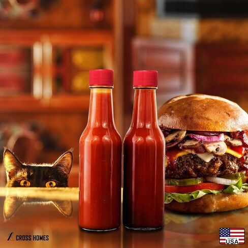 زجاجة زجاجية، زجاجات الصلصة الساخنة، زجاجات ووزي فارغة 5 أونصة، 36 مجموعة مع كبسولات قابلة للطباعة، ملصقات زجاجات قابلة للطباعة، زجاجات خمور صغيرة، زجاجات زجاجية صغيرة، زجاجات صلصة، زجاجات نبيذ صغيرة مع أغطية باللون الأحمر in Kuwait