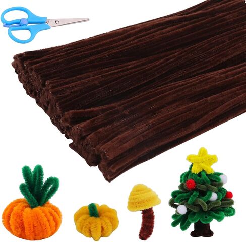 LUNARM 280 PCS Pipe Cleaners, Pipe Cleaners Crafts with Scissors Chenille Stems for Art and Craft Projects, Pipe Cleaners Chenille Stems Creative DIY Decorations (Dark Green) in Kuwait