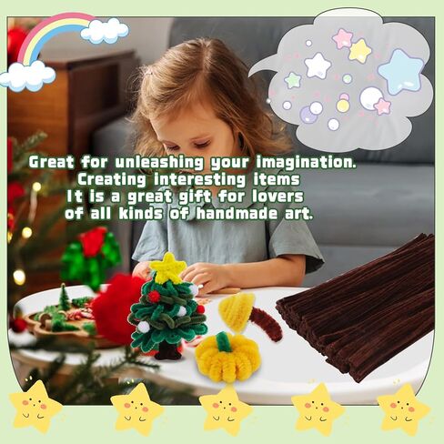 LUNARM 280 PCS Pipe Cleaners, Pipe Cleaners Crafts with Scissors Chenille Stems for Art and Craft Projects, Pipe Cleaners Chenille Stems Creative DIY Decorations (Dark Green) in Kuwait