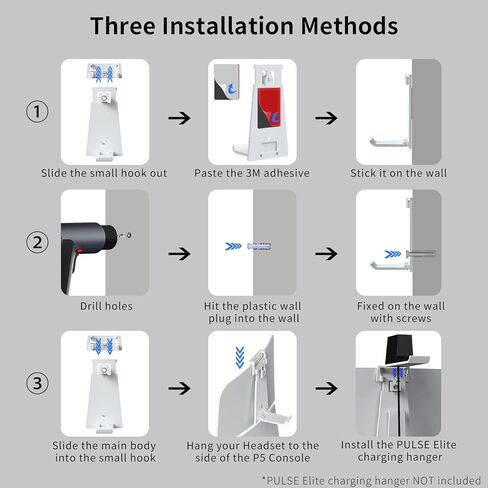 JOYTORN Headset Stand Compatible with Playstation 5 Headset/Pulse Elite Headset(Support Charging Dock),Hanger for PS5 Headphone Stay Orgnazied on PS5 Console/Wall/Desk-White in Kuwait