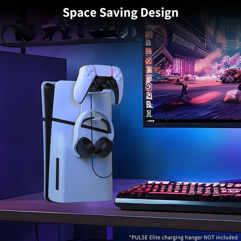 JOYTORN Headset Stand Compatible with Playstation 5 Headset/Pulse Elite Headset(Support Charging Dock),Hanger for PS5 Headphone Stay Orgnazied on PS5 Console/Wall/Desk-White in Kuwait