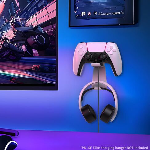 JOYTORN Headset Stand Compatible with Playstation 5 Headset/Pulse Elite Headset(Support Charging Dock),Hanger for PS5 Headphone Stay Orgnazied on PS5 Console/Wall/Desk-White in Kuwait