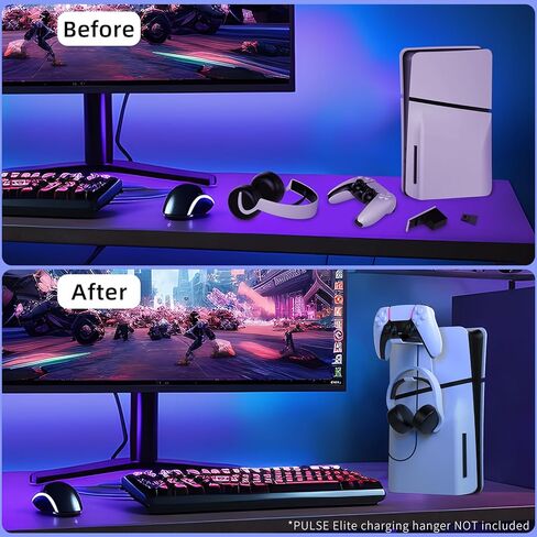 JOYTORN Headset Stand Compatible with Playstation 5 Headset/Pulse Elite Headset(Support Charging Dock),Hanger for PS5 Headphone Stay Orgnazied on PS5 Console/Wall/Desk-White in Kuwait