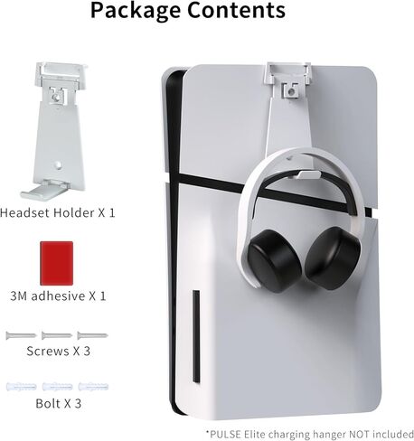 JOYTORN Headset Stand Compatible with Playstation 5 Headset/Pulse Elite Headset(Support Charging Dock),Hanger for PS5 Headphone Stay Orgnazied on PS5 Console/Wall/Desk-White in Kuwait