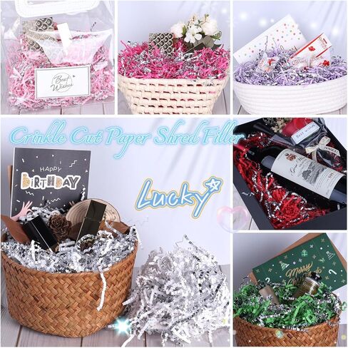 MYJJTYS Crinkle Cut Paper Shred Filler for Gift Box Baskets (1LB),Shredded Paper for Gift Wrapping Easter Basket Grass,Crinkle Paper for Packing Box Filling Color Mixing (Pink & Silver) in Saudi Arabia
