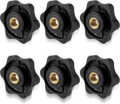 Andibro 6 Pcs 1/4"-20 Inch Threaded Knob, 6 Star Shape Screw-On Type Thru Knob Nuts Hand Tighten Clamping Knobs Black Female Thread for a Holding Jig in Saudi Arabia