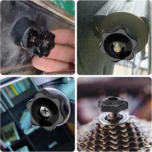 Andibro 6 Pcs 1/4"-20 Inch Threaded Knob, 6 Star Shape Screw-On Type Thru Knob Nuts Hand Tighten Clamping Knobs Black Female Thread for a Holding Jig in Saudi Arabia