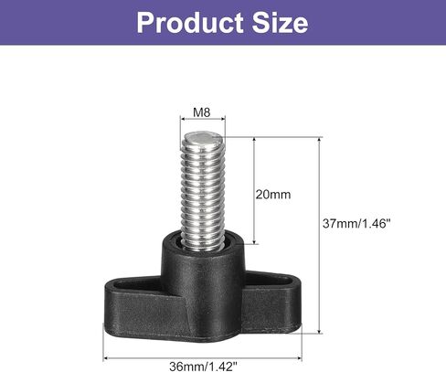 مقبض برغي uxcell قطعتين، M8 × 20 مم 304 من الفولاذ المقاوم للصدأ على شكل حرف T مقبض براغي إبهام لإزالة سريعة واستبدال مقبض شد اليد in Saudi Arabia