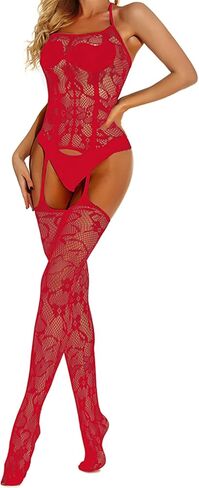 ملابس داخلية نسائية شبكية من WINROLA، فستان بيبي دول شبكي أحمر اللون، مقاس موحد، قمصان شفافة باللون الأحمر in Kuwait