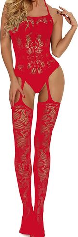 ملابس داخلية نسائية شبكية من WINROLA، فستان بيبي دول شبكي أحمر اللون، مقاس موحد، قمصان شفافة باللون الأحمر in Kuwait