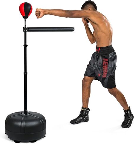 VEOCORE Boxing Bar, Boxing Speed Trainer Boxing Spinning Bar with Punching Bag, Boxing Training Traget Reflex Speed Bag for Adult, Teen - Black & Red in Kuwait