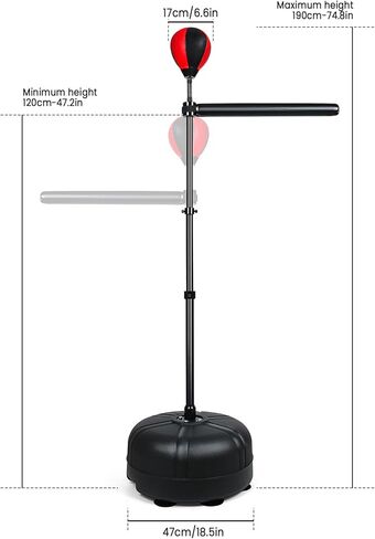 VEOCORE Boxing Bar, Boxing Speed Trainer Boxing Spinning Bar with Punching Bag, Boxing Training Traget Reflex Speed Bag for Adult, Teen - Black & Red in Kuwait