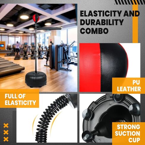VEOCORE Boxing Bar, Boxing Speed Trainer Boxing Spinning Bar with Punching Bag, Boxing Training Traget Reflex Speed Bag for Adult, Teen - Black & Red in Kuwait